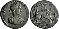 Roman Provincial MOESIA INFERIOR. Nicopolis ad Istrum. Macrinus, 217-218. Tetrassarion (Bronze, 26 mm, 10.44 g, 7 h), Marcus Claudius Agrippa, legatus consularis. AY K OΠΠEΛ CEYH MAKΡINOC Laureate and