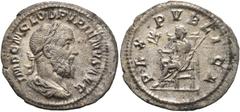 Roman Imperial Pupienus, 238. Denarius (Silver, 21 mm, 2.30 g, 5 h), Rome, circa April-June 238. IMP C M CLOD PVPIENVS AVG Laureate, draped and cuirassed bust of Pupienus to right, seen from behind. R