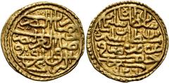 Early Medieval & Islamic ISLAMIC, Ottoman Empire. Sulayman II Qanuni ('the Lawgiver'), AH 926-974 / AD 1520-1566. Sultani (Gold, 20 mm, 3.52 g, 2 h), Halab, AH 926 / AD 1520. Pere 171. Sultan 9408. We