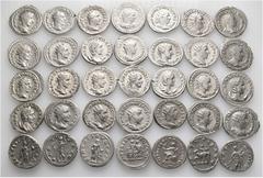 Group Lots A lot containing 35 silver coins. Including: Antoniniani of Caracalla (1), Gordian III (13), Philip I (6), Otacilia Severa (1), Philip II (2), Trajan Decius (7), Herennia Etruscilla (3), He