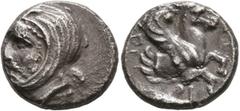 Greek IONIA. Achaemenid Period. Spithridates, satrap of Lydia and Ionia, circa 334 BC. Tetrobol (Silver, 14 mm, 2.91 g, 12 h). Head of Spithridates to left, wearing Satrapal headdress. Rev. [Σ]ΠI-ΘPI 
