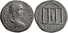 Roman Provincial PONTUS. Comana. Septimius Severus, 193-211. Tetrassarion (Orichalcum, 30 mm, 11.18 g, 12 h), CY 172 = 205/6. AY K Λ CЄΠ CЄYHPOC Laureate, draped and cuirassed bust of Septimius Severu