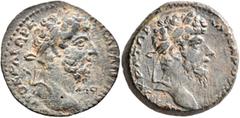 Roman Provincial SYRIA, Seleucis and Pieria. Laodicea ad Mare. Marcus Aurelius & Lucius Verus, 161-169. Diassarion (Bronze, 24 mm, 10.69 g, 1 h). ΑYΤΟΚΡΑΤΩΡ ΚΑΙϹΑΡ ΑΝΤΩΝΙΝΟϹ / IOY Laureate head of Mar