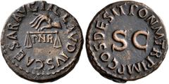 Roman Imperial Claudius, 41-54. Quadrans (Copper, 17 mm, 3.11 g, 6 h), Rome, 25 January-3 December 41. TI CLAVDIVS CAESAR AVG Hand to left holding scales; below, P N R. Rev. PON•M•TR P•IMP•COS•DES•IT 