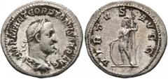 Roman Imperial Gordian II, 238. Denarius (Silver, 20 mm, 3.61 g, 12 h), Rome, March-April 238. IMP M ANT GORDIANVS AFR AVG Laureate, draped and cuirassed bust of Gordian II to right, seen from behind.