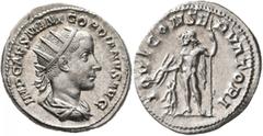 Roman Imperial Gordian III, 238-244. Antoninianus (Silver, 22 mm, 4.78 g, 1 h), Rome, 238-239. IMP CAES M ANT GORDIANVS AVG Radiate, draped and cuirassed bust of Gordian III to right, seen from behind