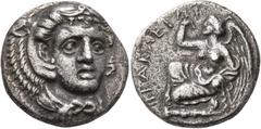 The Kleinkunst Collection BITHYNIA. Herakleia Pontika. Time of the tyrant Satyros, circa 352-346/5 BC. Drachm (Silver, 19 mm, 6.69 g, 12 h), reduced Aeginetic standard. Head of Herakles facing three-q