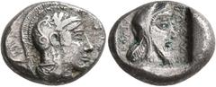 The Kleinkunst Collection DYNASTS OF LYCIA. Kherei, circa 440/30-410 BC. Drachm (Silver, 15 mm, 4.23 g, 12 h), Xanthos. Head of Athena to right, wearing crested Attic helmet decorated with three olive