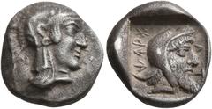 The Kleinkunst Collection DYNASTS OF LYCIA. Kherei, circa 440/30-410 BC. Hemidrachm (Silver, 13 mm, 1.89 g, 7 h), Tlos. Head of Athena to right, wearing crested Attic helmet decorated with three olive