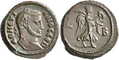 Roman Provincial EGYPT. Alexandria. Domitius Domitianus, usurper, 297-298. Tetradrachm (Bronze, 18 mm, 7.27 g, 11 h), RY 2 = 297/8. ΔOMЄTIANOC CЄB Laureate head of Domitius Domitianus to right. Rev. L