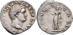 Roman Imperial Otho, 69. Denarius (Silver, 20 mm, 3.38 g, 7 h), Rome, 15 January-16 April 69. IMP M OTHO CAESAR AVG TR P Bare head of Otho to right. Rev. SECVRITAS P R Securitas standing front, head t