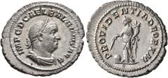 Roman Imperial Balbinus, 238. Denarius (Silver, 22 mm, 3.36 g, 6 h), Rome, circa April-June 238. IMP C D CAEL BALBINVS AVG Laureate, draped and cuirassed bust of Balbinus to right. Rev. PROVIDENTIA DE