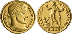 Roman Imperial Constantine I, 307/310-337. Solidus (Gold, 19 mm, 4.70 g, 1 h), Thessalonica, 317. CONSTAN-TINVS P F AVG Laureate head of Constantine I to right. Rev. CLARITAS REI PVBLICAE / •SM•TS• So