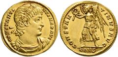 Roman Imperial Constantine I, 307/310-337. Solidus (Gold, 20 mm, 4.41 g, 6 h), Constantinopolis, late 335-336. CONSTANTI-NVS MAX AVG Rosette-diademed, draped and cuirassed bust of Constantine I to rig