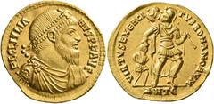 Roman Imperial Julian II, 360-363. Solidus (Gold, 22 mm, 4.44 g, 10 h), Antiochia, 361-363. FL CL IVLIA-NVS P F AVG Pearl-diademed, draped and cuirassed bust of Julian II with long beard to right. Rev