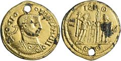The Aurum Barbarorum Collection II UNCERTAIN GERMANIC TRIBES, Pseudo-Imperial coinage. Late 3rd-early 4th centuries. 'Aureus' (Subaeratus, 19 mm, 2.01 g, 6 h), 'Plated Group'. IIO DIO ONINIIZ DII Laur
