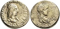 Roman Provincial KINGS OF BOSPORUS. Rhescuporis II, with Severus Alexander, 211/2-226/7. Stater (Electrum, 18 mm, 7.63 g, 12 h), BE 520 = 223/4. BACIΛЄωC ΡHCKOΥΠOΡIΔOC Diademed and draped bust of Rhes
