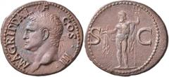 Roman Imperial Agrippa, died 12 AD. As (Copper, 30 mm, 11.21 g, 6 h), Rome, struck under Caligula, 37-41. M AGRIPPA L•F•COS•III Head of Agrippa to left, wearing rostral crown. Rev. S - C Neptune, nude