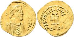Byzantine Constans II, 641-668. Tremissis (Gold, 17 mm, 1.25 g, 6 h), Constantinopolis. [δ N CONSTANTINЧS] P P AV Diademed, draped and cuirassed bust of Constans II to right. Rev. VICTORIA AVζЧ S / CO