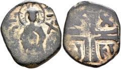 Byzantine Anonymous Folles (?), time of Basil II & Constantine VIII, circa 976-1025. Follis (Bronze, 26 mm, 7.17 g, 7 h), a contemporary Inalid (?) imitation of a Byzantine anonymous follis, class C, 