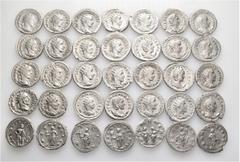 Group Lots A lot containing 35 silver coins. Including: Antoniniani of Gordian III (13), Philip I (6), Otacilia Severa (2), Philip II (2), Trajan Decius (7), Herennia Etruscilla (3), Herennius Etruscu