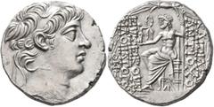 Greek SELEUKID KINGS OF SYRIA. Antiochos X Eusebes Philopator, circa 94-88 BC. Tetradrachm (Silver, 26 mm, 15.78 g, 12 h), Antiochia on the Orontes. First reign, 94. Diademed head of Antiochos X to ri