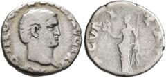Roman Imperial Otho, 69. Denarius (Silver, 17 mm, 3.20 g, 6 h), Rome, 15 January-16 April 69. IMP M OTHO CAESAR AVG TR P Bare head of Otho to right. Rev. SECVRITAS P R Securitas standing front, head t