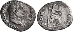 Roman Imperial Vitellius, 69. Denarius (Silver, 19 mm, 2.92 g, 5 h), Rome, circa late April–20 December 69. A VITELLIVS GERM IMP AVG TR P Laureate head of Vitellius to right. Rev. PONT MAXIM Vesta sea