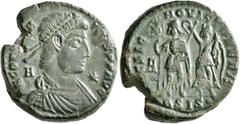 Roman Imperial Constantius II, 337-361. Centenionalis (Bronze, 23 mm, 11.81 g, 7 h), Siscia, 350. D N CONSTAN-TIVS P F AVG Laureate, draped and cuirassed bust of Constantius II to right; behind, A; be