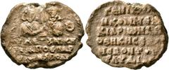 Seals Synetos and Niketas, apo eparchontes and genikoi kommerkiarioi of the warehouses of Hellespontos and Lydia, 710/711. Seal (Lead, 33 mm, 20.05 g, 12 h). [C]VNЄT૪ NIKH/TA AΠO ЄΠAP/[XⲰ]N S ΠOT Two 