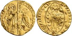 Early Medieval & Islamic CRUSADERS. Venetians in the Levant. Ducat (Gold, 20 mm, 3.50 g, 5 h), imitating Venice. Uncertain mint, struck in the name of Andrea Dandolo, circa 1344-1382. St. Mark standin