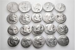 Group Lots A lot containing 20 silver coins. All: Alexander III 'the Great' Tetradrachms, some with countermarks. Fine to very fine. LOT SOLD AS IS, NO RETURNS. 20 coins in lot.