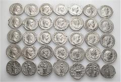 Group Lots A lot containing 35 silver coins. Including: Antoniniani of Gordian III (13), Philip I (7), Otacilia Severa (2), Philip II (2), Trajan Decius (7), Herennia Etruscilla (3), Trebonianus Gallu