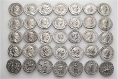 Group Lots A lot containing 35 silver coins. Including: Antoniniani of Gordian III (13), Philip I (7), Otacilia Severa (2), Philip II (2), Trajan Decius (8), Herennia Etruscilla (3). Very fine to extr