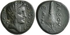 Greek LYCIA. Balbura. 2nd-1st century BC. AE (Bronze, 16 mm, 3.80 g, 12 h). Veiled head of Demeter to right, wearing wreath of grain ears. Rev. [B]AΛBOY/[P]EΩN Grain ear. SNG Copenhagen 51. SNG von Au