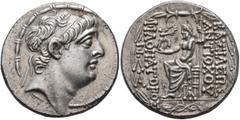 Greek SELEUKID KINGS OF SYRIA. Antiochos IX Eusebes Philopator (Kyzikenos), 114/3-95 BC. Tetradrachm (Silver, 27 mm, 15.91 g, 12 h), Antiochia on the Orontes. Third reign, circa 96-95. Diademed head o