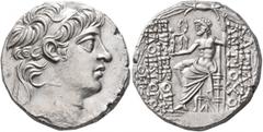 Greek SELEUKID KINGS OF SYRIA. Antiochos X Eusebes Philopator, circa 94-88 BC. Tetradrachm (Silver, 26 mm, 15.78 g, 12 h), Antiochia on the Orontes. First reign, 94. Diademed head of Antiochos X to ri