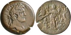 The Rhakotis Collection EGYPT. Alexandria. Antoninus Pius, 138-161. Drachm (Bronze, 32 mm, 21.10 g, 12 h), RY 18 = 154/5. ΑΥΤ Κ Τ ΑΙ ΑΔΡ ΑΝΤⲰΝΙΝ[ΟC CЄΒ] ЄΥC Laureate and draped bust of Antoninus Pius 