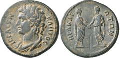 Roman Provincial CARIA. Heraclaea Salbace. Pseudo-autonomous issue. Tetrassarion (Bronze, 30 mm, 15.52 g, 7 h), time of Marcus Aurelius and Lucius Verus, 161-169. IEPA CYNΚΛHTOC Draped bust of the Rom