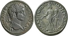 Roman Provincial PHRYGIA. Hadrianopolis-Sebaste. Caracalla, 198-217. Pentassarion (Orichalcum, 32 mm, 24.59 g, 6 h), Aristodemos, magistrate. •AY•K•MA•ANT Ω-Ω NЄINOC•AY (sic!) Laureate head of Caracal