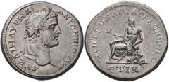 Roman Provincial CAPPADOCIA. Caesaraea-Eusebia. Caracalla, 198-217. Tridrachm (Silver, 24 mm, 8.60 g, 12 h), RY 18 = 209/10. AΥ KAI M AΥΡHΛI ANTΩNINOC ΑΥΓ Laureate head of Caracalla to right. Rev. MHT
