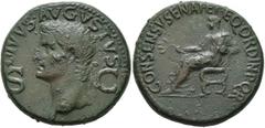 Roman Imperial Divus Augustus, died AD 14. Dupondius (Orichalcum, 28 mm, 16.07 g, 5 h), Rome, struck under Gaius (Caligula), 37-41. DIVVS•AVGVSTVS / S - C Radiate head of Divus Augustus to left. Rev. 