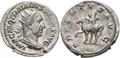 Roman Imperial Trajan Decius, 249-251. Antoninianus (Silver, 22 mm, 4.26 g, 12 h), Rome. IMP C M Q TRAIANVS DECIVS AVG Radiate and cuirassed bust of Trajan Decius to right, seen from behind. Rev. ADVE