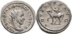 Roman Imperial Trajan Decius, 249-251. Antoninianus (Silver, 22 mm, 4.47 g, 7 h), Rome. IMP C M Q TRAIANVS DECIVS AVG Radiate, draped and cuirassed bust of Trajan Decius to right, seen from behind. Re