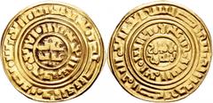 Early Medieval & Islamic CRUSADERS. Latin Kingdom of Jerusalem. Imitation Bezants, 11th-12th centuries. Bezant (Gold, 22 mm, 3.77 g, 12 h), imitating a dinar of the Fatimid caliphal-Amir bi-Ahkam Alla