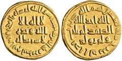 Early Medieval & Islamic ISLAMIC, Umayyad Caliphate. temp. 'Abd al-Malik ibn Marwan, AH 65-86 / AD 685-705. Dinar (Gold, 19 mm, 4.25 g, 7 h), no mint name, AH 80 = AD 699/700. In inner field: 'no God 