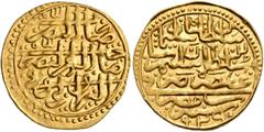 Early Medieval & Islamic ISLAMIC, Ottoman Empire. Sulayman I Qanuni ('the Lawgiver'), AH 926-974 / AD 1520-1566. Sultani (Gold, 21 mm, 3.52 g, 8 h), Misr, AH 926 / AD 1520. Pere 181. Sultan 9459. A be