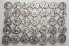 Group Lots A lot containing 35 silver coins. Including: Antoniniani of Gordian III (13), Philip I (7), Otacilia Severa (2), Philip II (2), Trajan Decius (8), Herennia Etruscilla (3). Very fine to extr