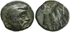 Greek IONIA. Achaemenid Period. Spithridates, satrap of Lydia and Ionia, circa 334 BC. Chalkous (Bronze, 11 mm, 1.18 g, 5 h). Head of Spithridates to right, wearing Satrapal headdress. Rev. ΣΠ-I Forep