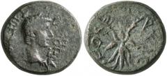 Roman Provincial LYDIA. Philadelphia. Tiberius Gemellus (?), as Caesar, 35-37. 1/3 Assarion (Bronze, 15 mm, 3.33 g). TIBEPION ΣEBAΣTON Bare head of Tiberius Gemellus (?) to right. Rev. NEOKAIΣAPEIΣ Wi